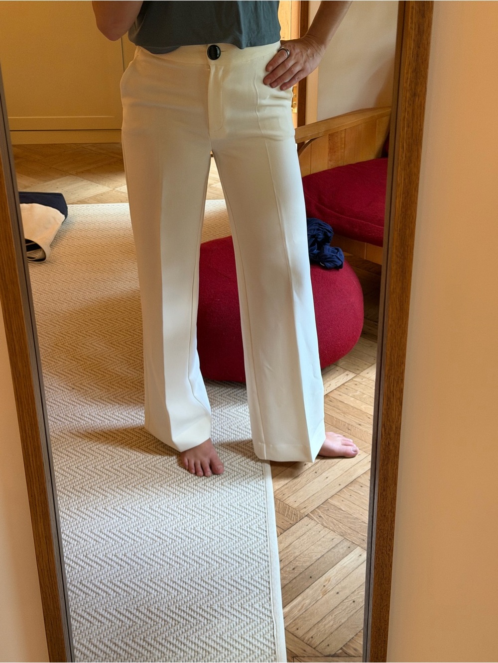 Mango Cream Wide-Leg Trousers
